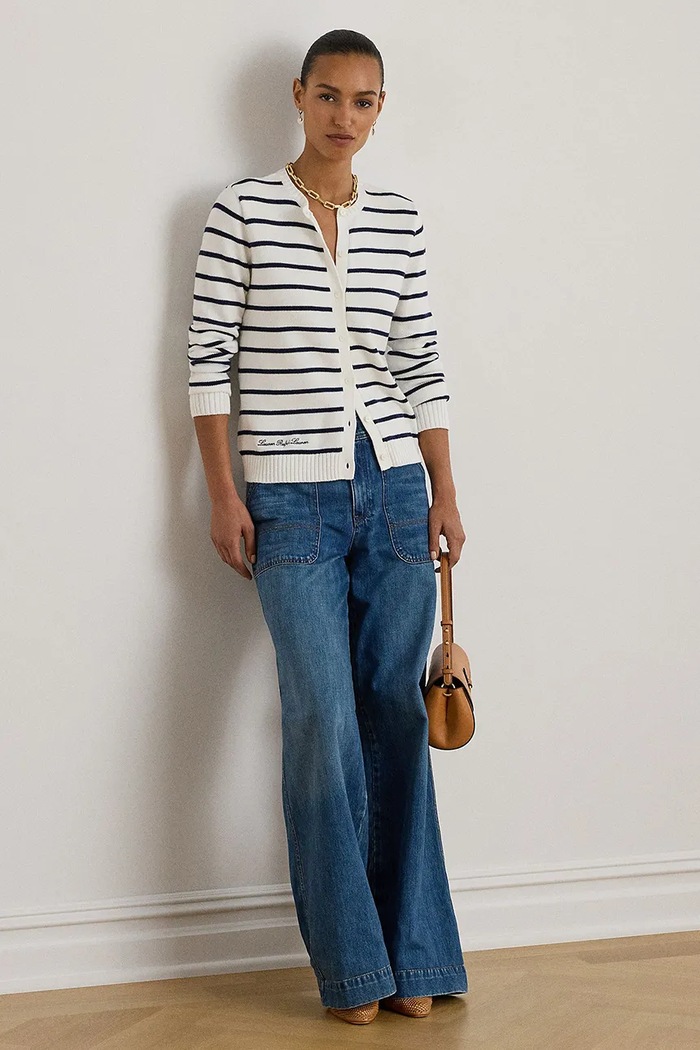 Oblečení Bavlněný kardigan Lauren Ralph Lauren 200P03495 námořnická modř
