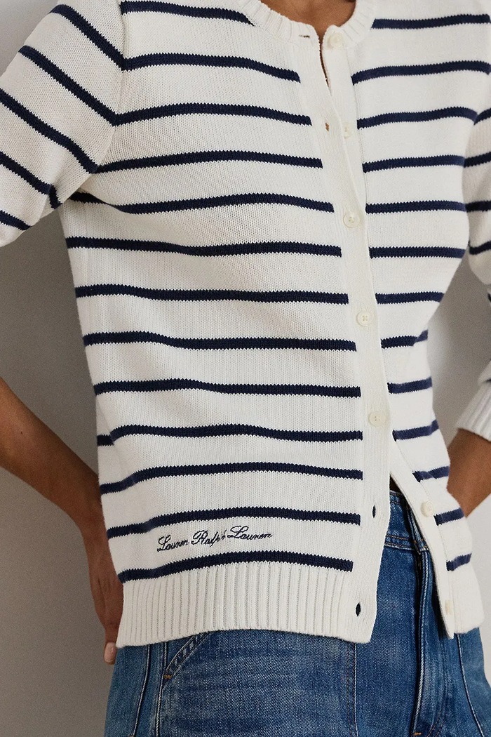 Bavlněný kardigan Lauren Ralph Lauren námořnická modř 200P03495