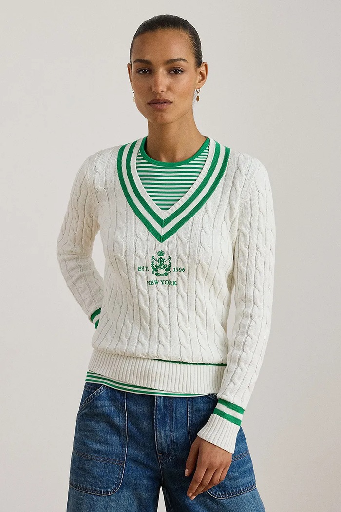 Lauren Ralph Lauren sweter bawełniany szpic biały 200P07026