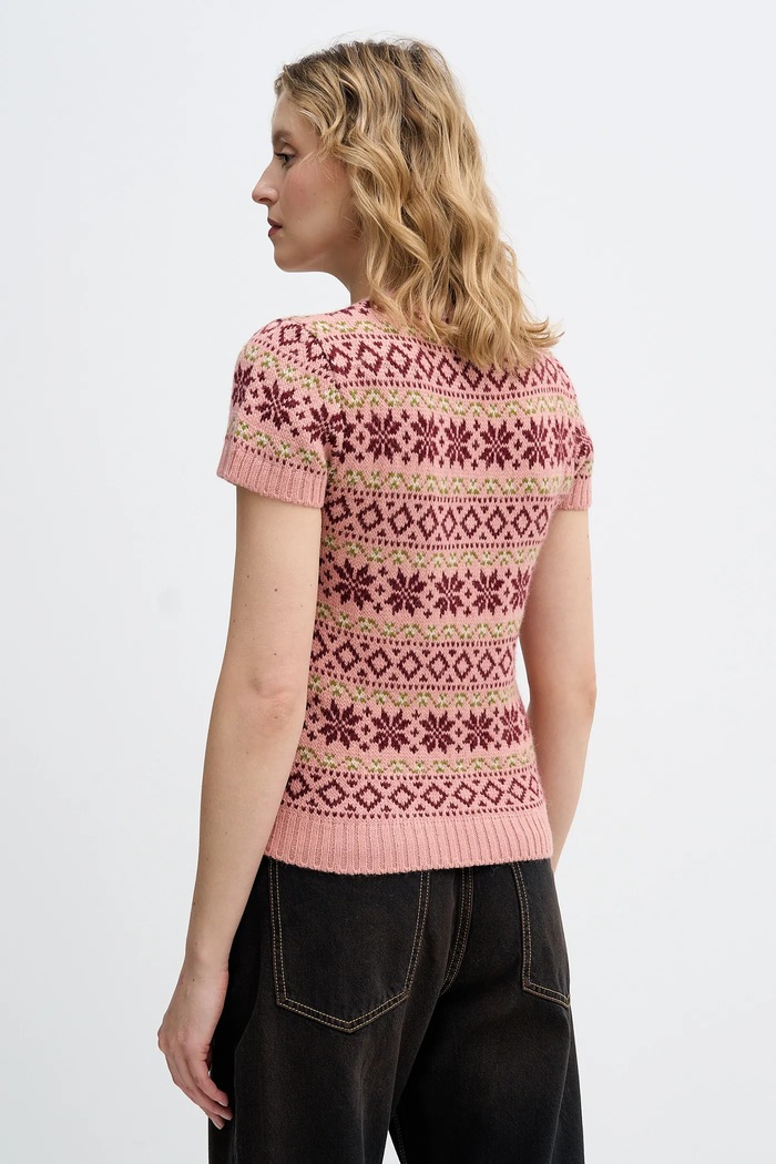 Pulover z dodatkom volne United Colors of Benetton x Stranger Things roza 171RE10EN