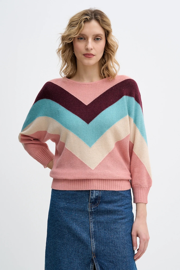 United Colors of Benetton sweter z dodatkiem wełny x Stranger Things okrągły różowy 1VUDE10EP