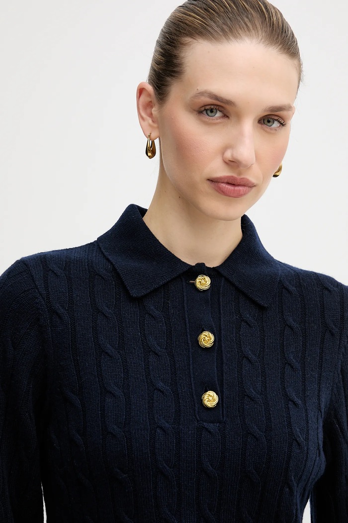 Svetr s příměsí vlny Barbour Evie LKN1730 námořnická modř