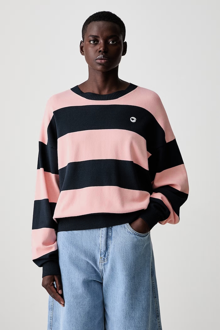 Coperni Striped пуловер с вискоза дамски шарен розов COPML134SY3010