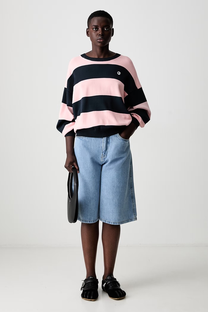 Coperni svetr dámský s viskózou Striped COPML134SY3010 růžová SS26