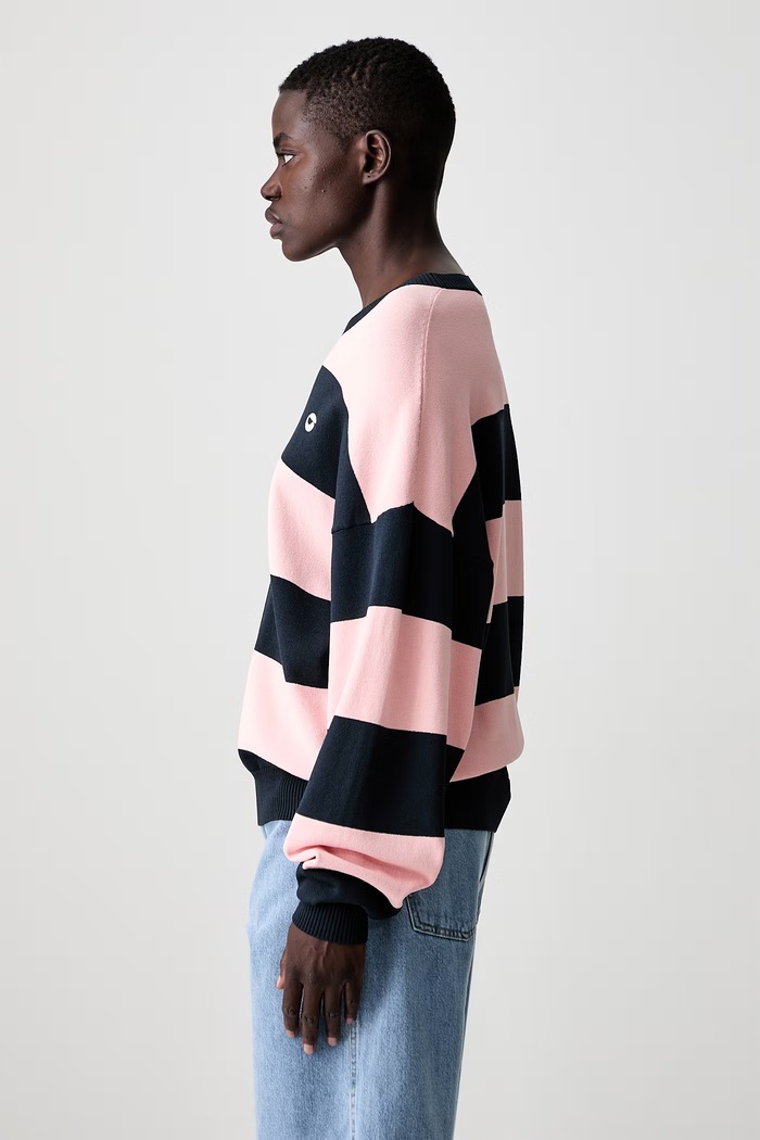 Coperni svetr dámský s viskózou Striped růžová COPML134SY3010