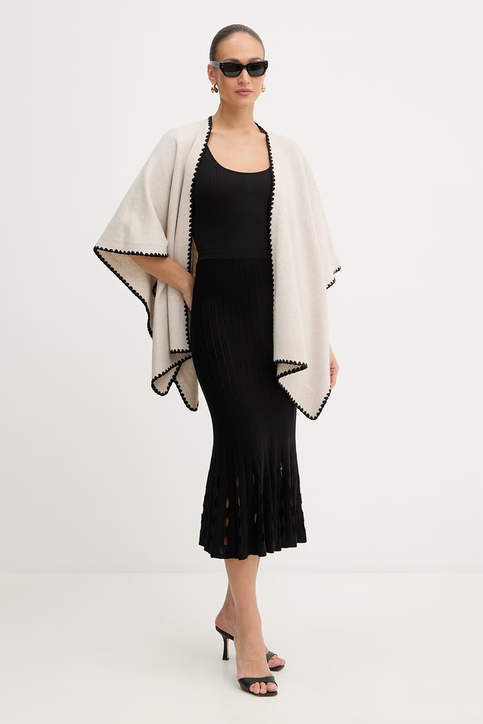 Morgan poncho din amestec de lână 5SIMO bej SS26