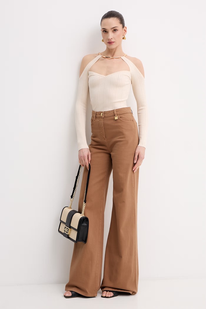 Elisabetta Franchi pulover pentru femei, cu amestec de vâscoză MK89S61E2 bej SS26