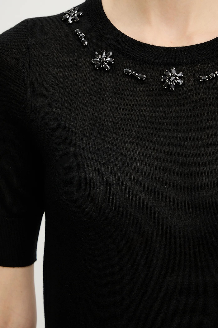 T-shirt με προσθήκη μαλλιού IBlues FRESIA 2617361081200 μαύρο