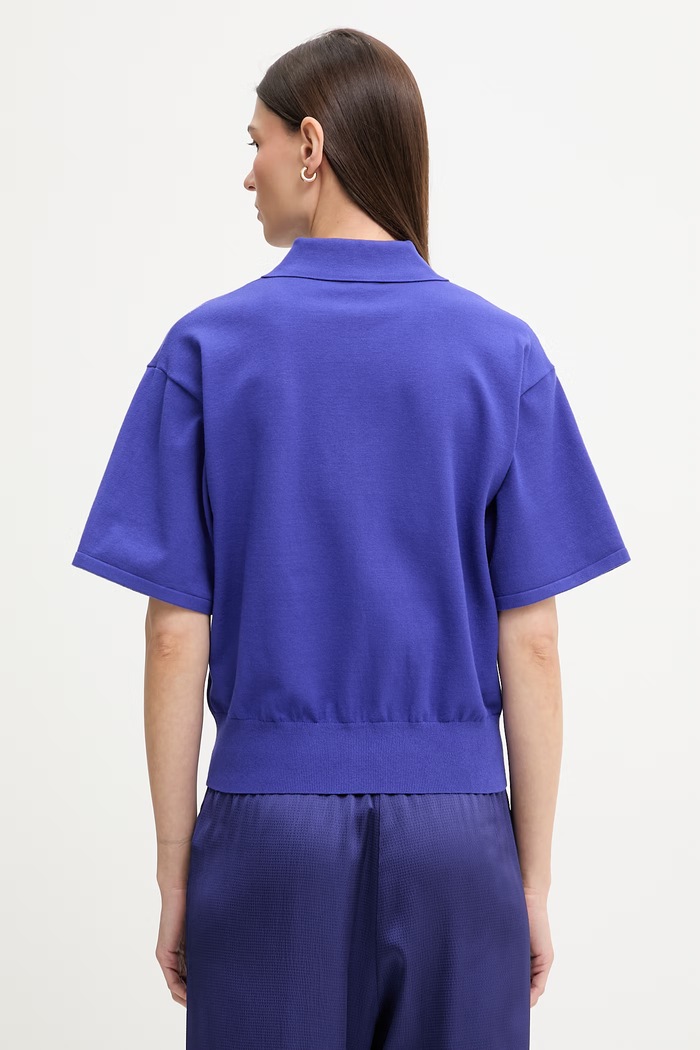 Oblečenie Calvin Klein úpletové polo tričko dámske s viskózou LV044F312G modrá