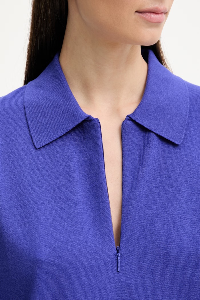 Calvin Klein úpletové polo tričko dámske s viskózou LV044F312G modrá