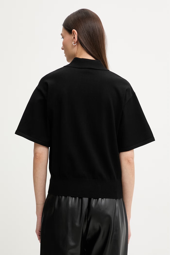 Oblečenie Calvin Klein úpletové polo tričko dámske s viskózou LV044F312G čierna