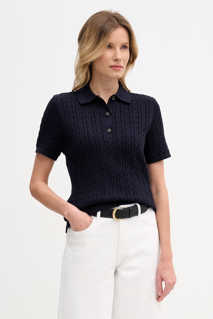 Barbour pulover ženski bombažen Hartland mornarsko modra LKN1631