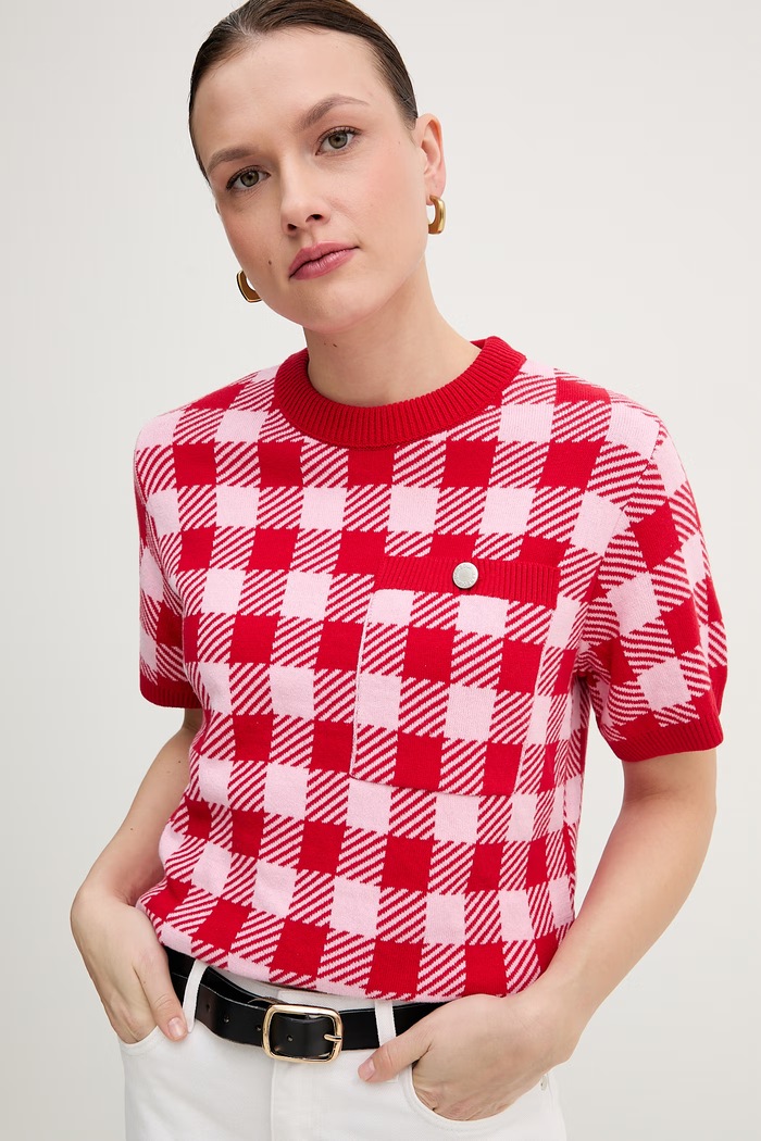 Barbour pulover de bumbac Esther rosu LKN1753
