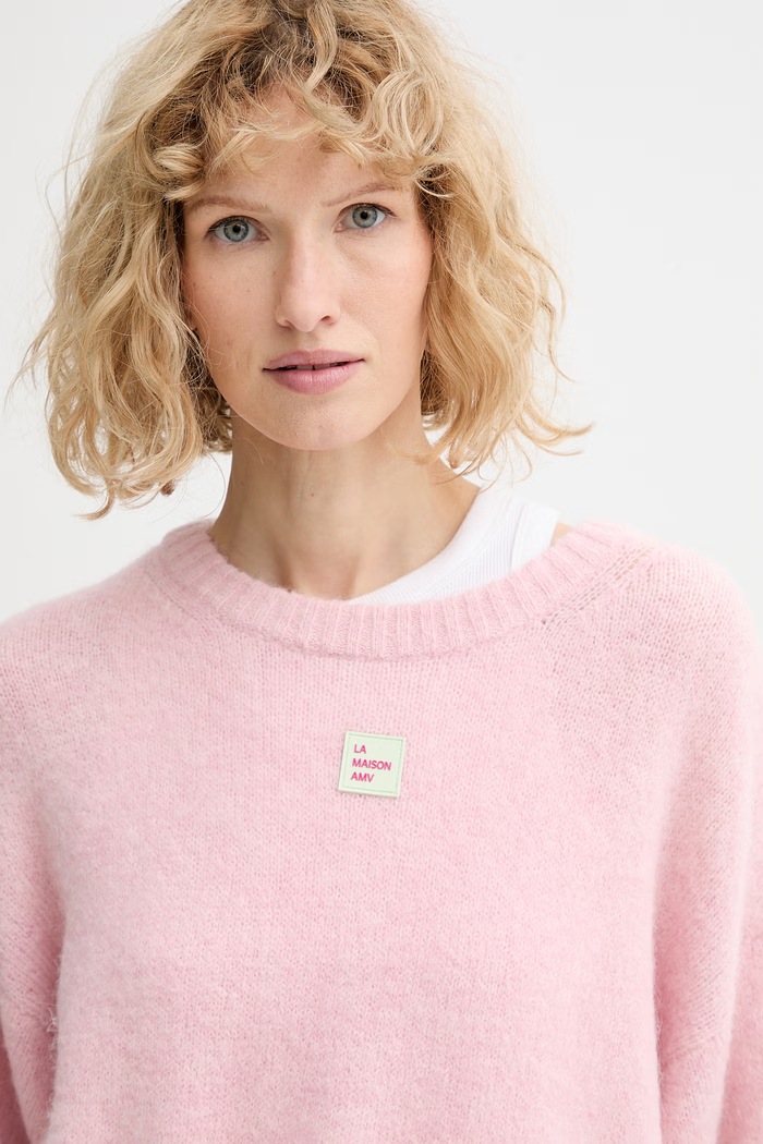 American Vintage sweter z dodatkiem wełny różowy EAST18VC