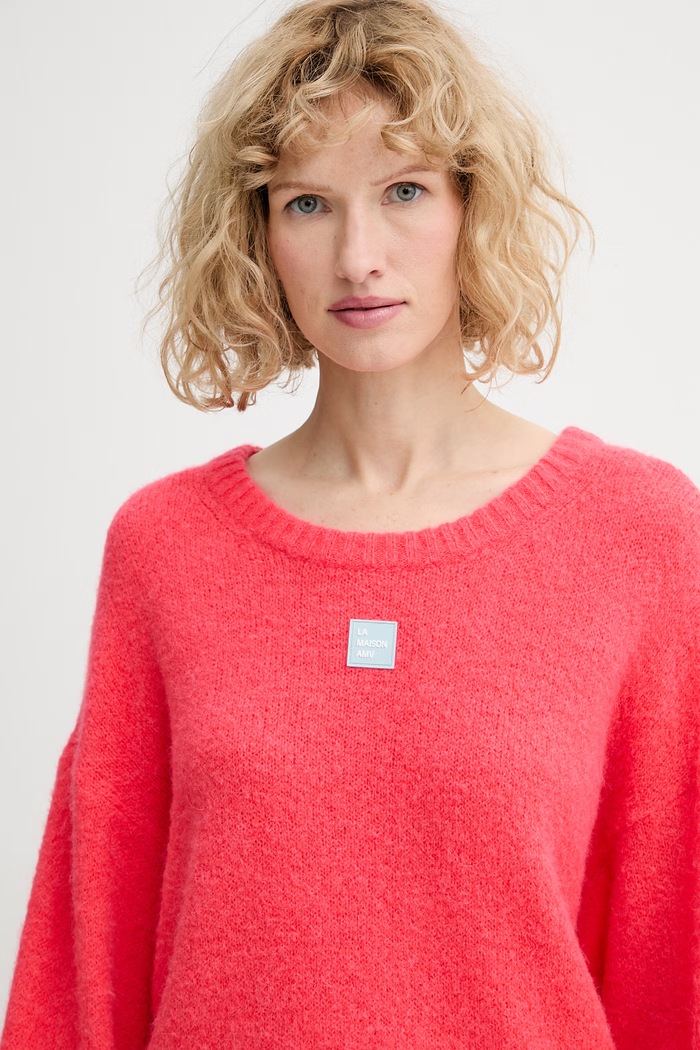 American Vintage sweter z dodatkiem wełny pomarańczowy EAST18VC