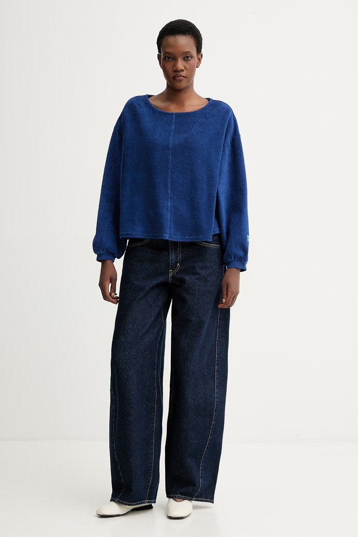 American Vintage bluza bawełniana FUX03A granatowy SS26