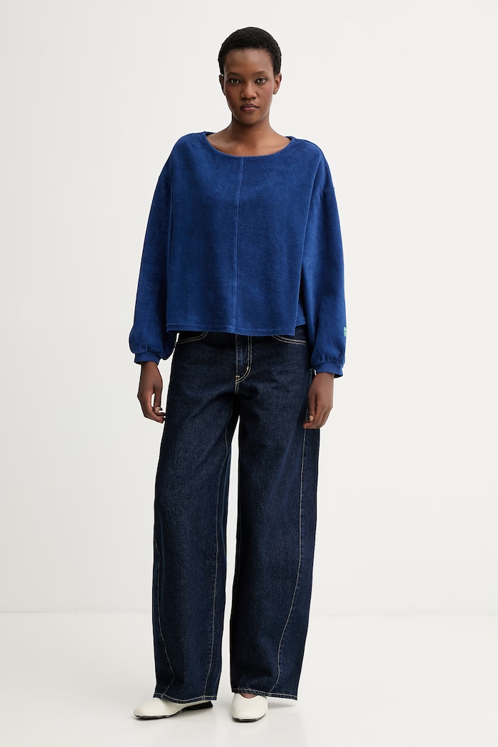 American Vintage bluza bawełniana FUX03A granatowy SS26