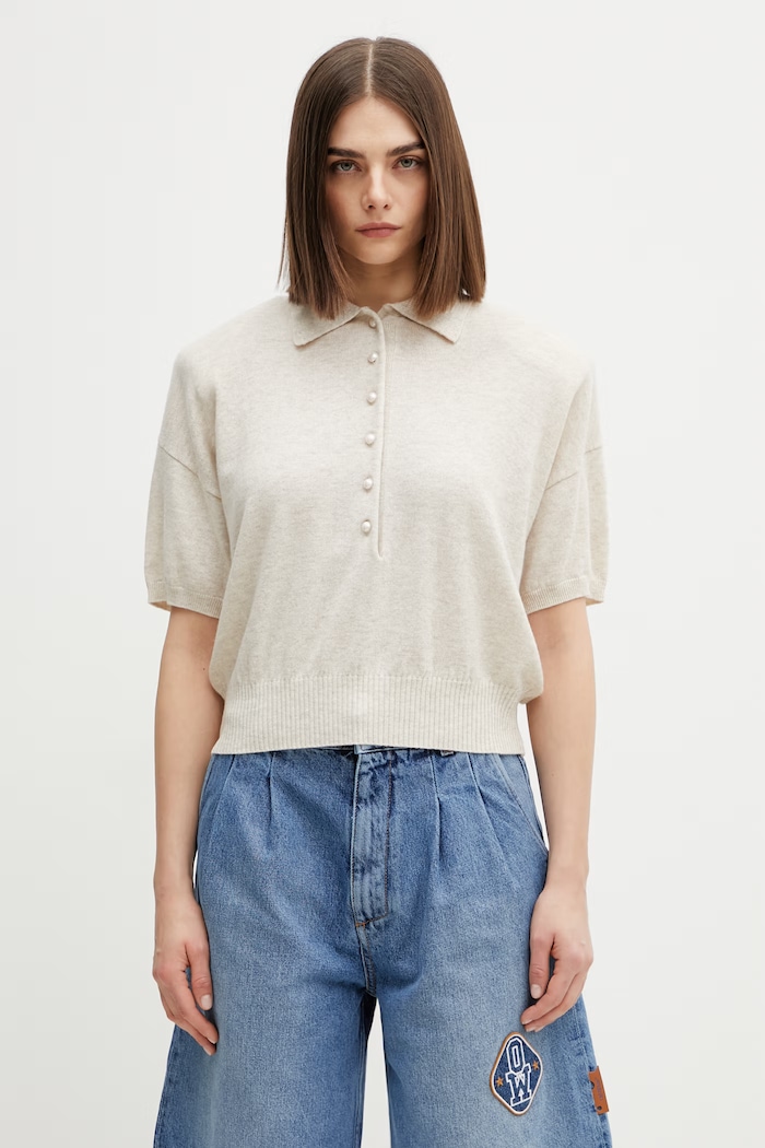 Rotate sweter wełniany damski beżowy 1155771832
