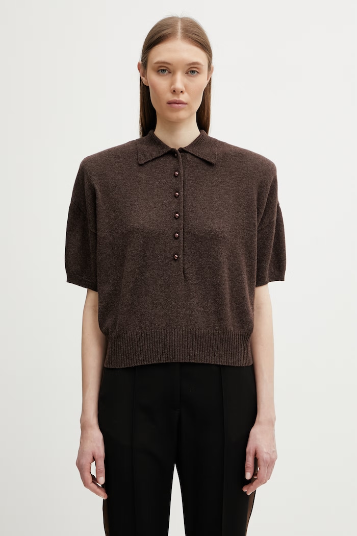 Rotate sweter wełniany damski brązowy 1155772037