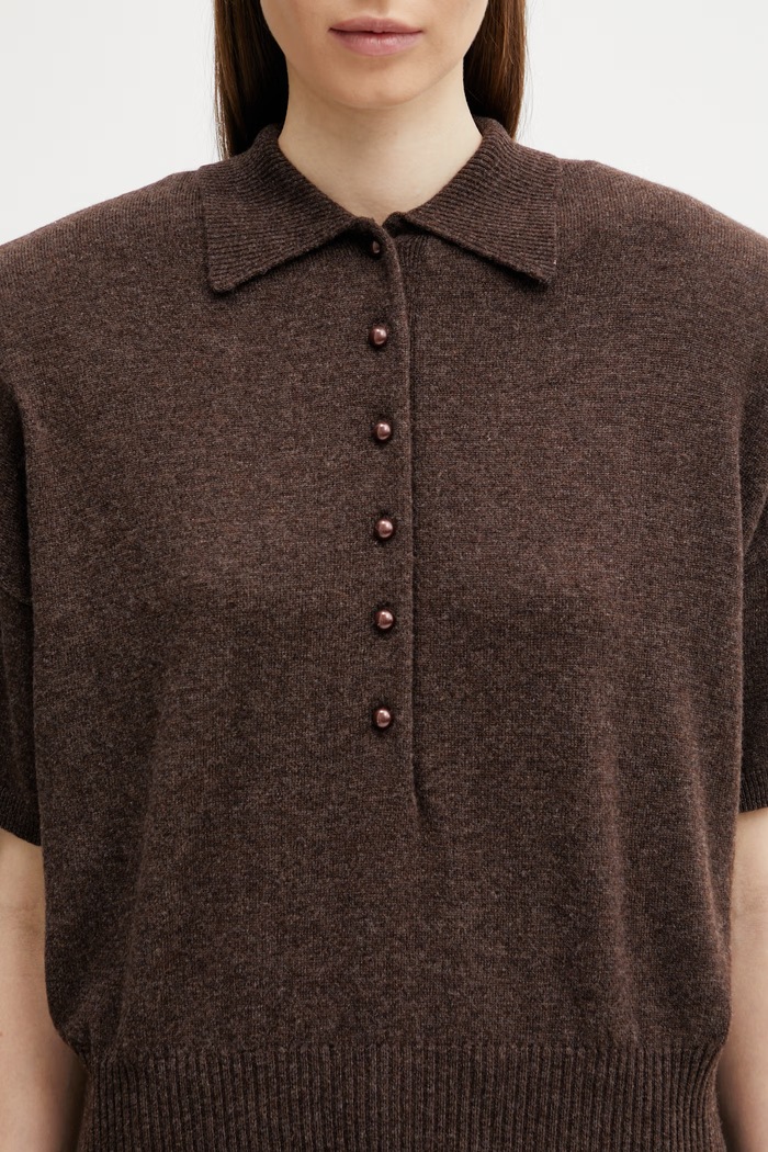 Rotate sweter wełniany damski brązowy 1155772037