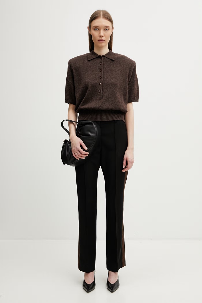 Rotate sweter wełniany damski 1155772037 brązowy