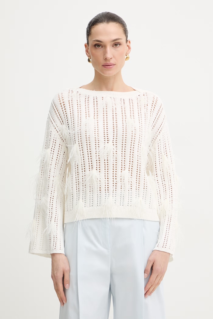 Twinset sweter aplikacja beżowy 261TP3292