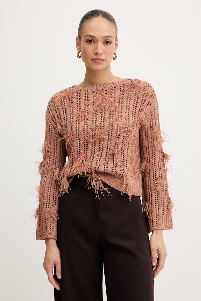 Twinset sweter aplikacja pomarańczowy 261TP3292