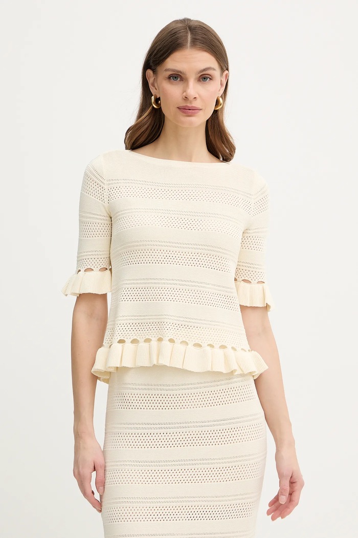 Blúzka Twinset jednofarebný béžová 261TP3082