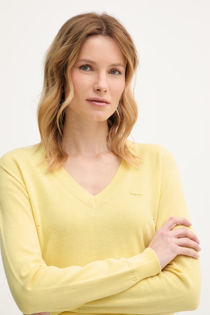 Lacoste pamut pulóver sárga AF3964