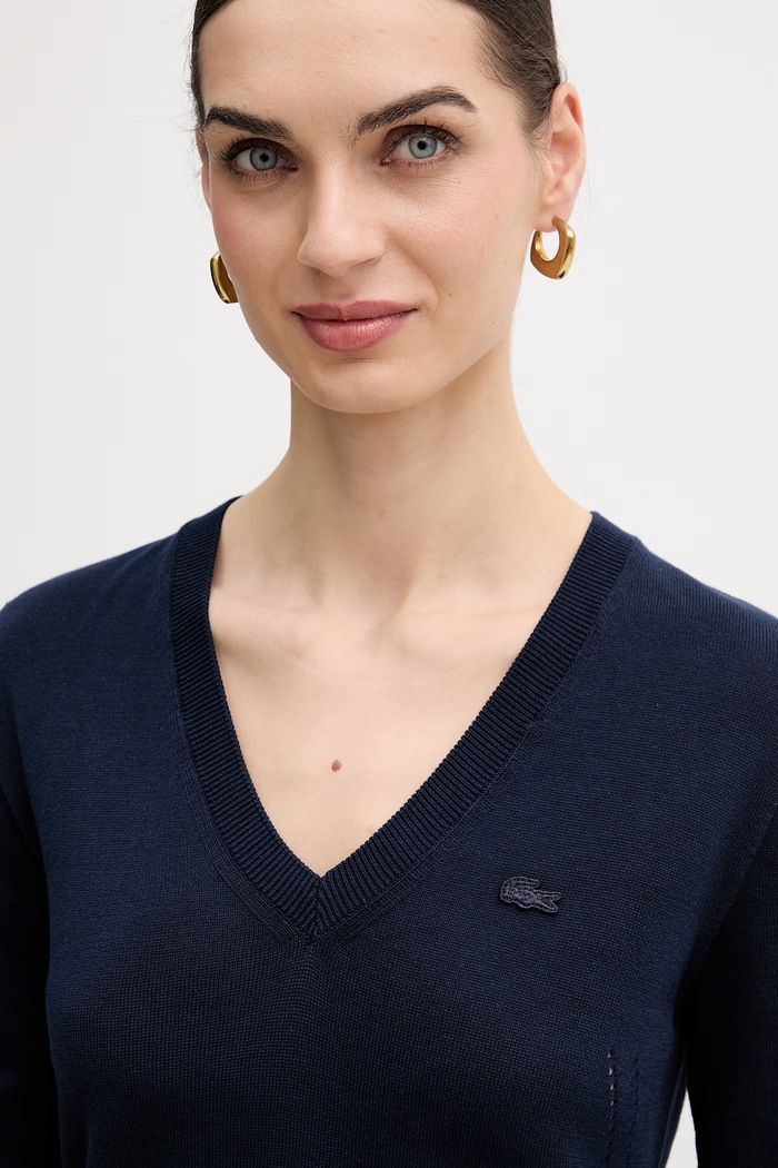 Βαμβακερό πουλόβερ Lacoste σκούρο μπλε AF3964