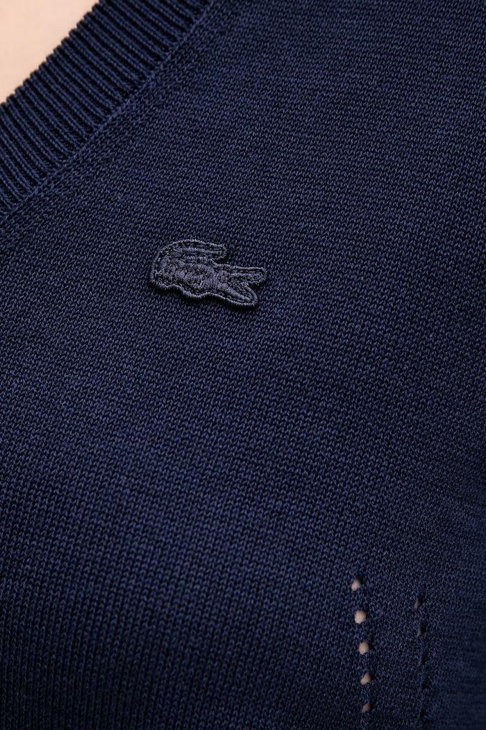Βαμβακερό πουλόβερ Lacoste AF3964 σκούρο μπλε