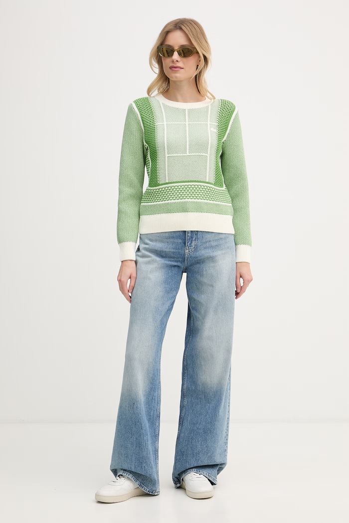 Lacoste sveter dámsky s bavlnou AF9867 zelená SS26