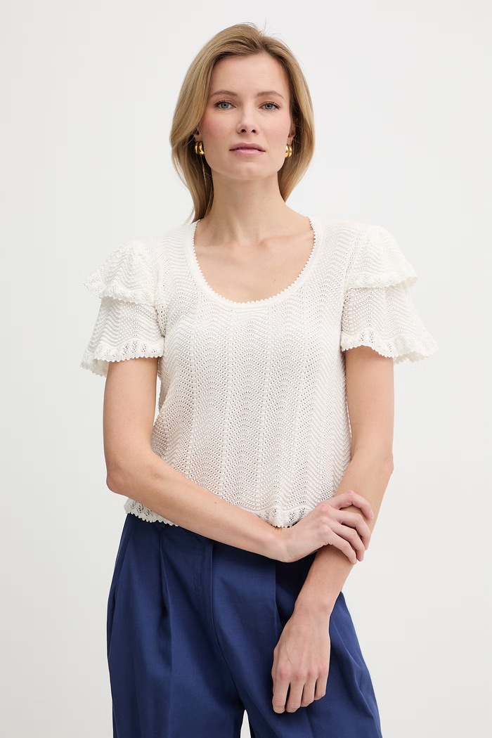 Twinset dámsky bavlnený sveter béžová 261TT3051
