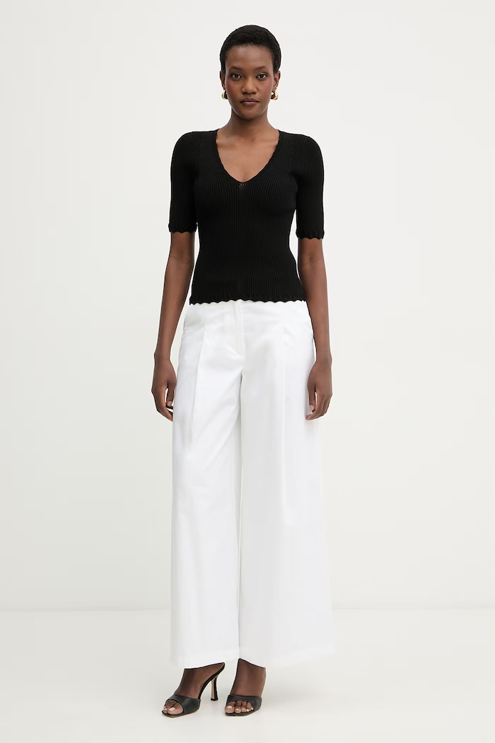 Twinset bluză cu volane pentru femei, cu vâscoză 261TT3123 negru SS26