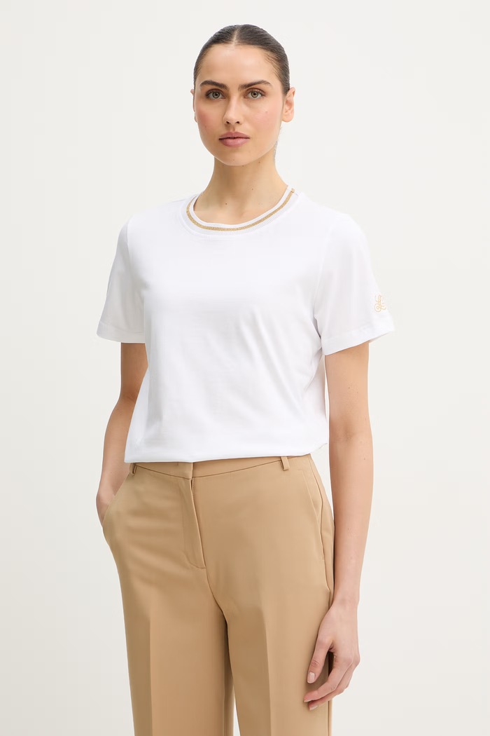 Luisa Spagnoli t-shirt in cotone Balearica semplice bianco 543152