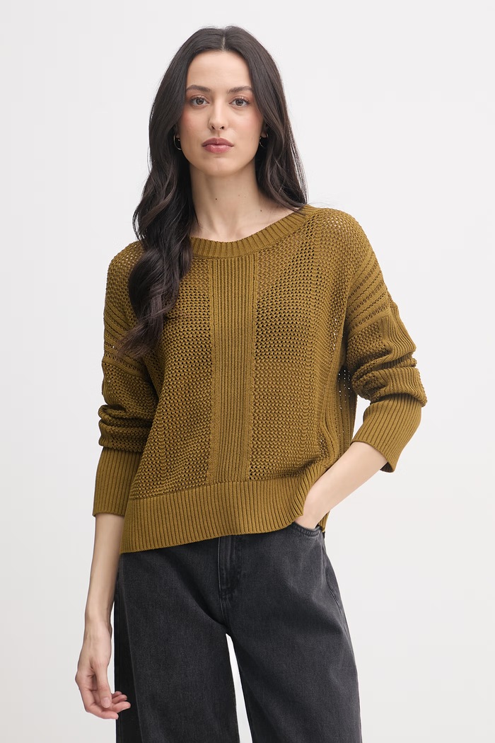 Sisley sweter damski z bawełny zielony 174WL107R