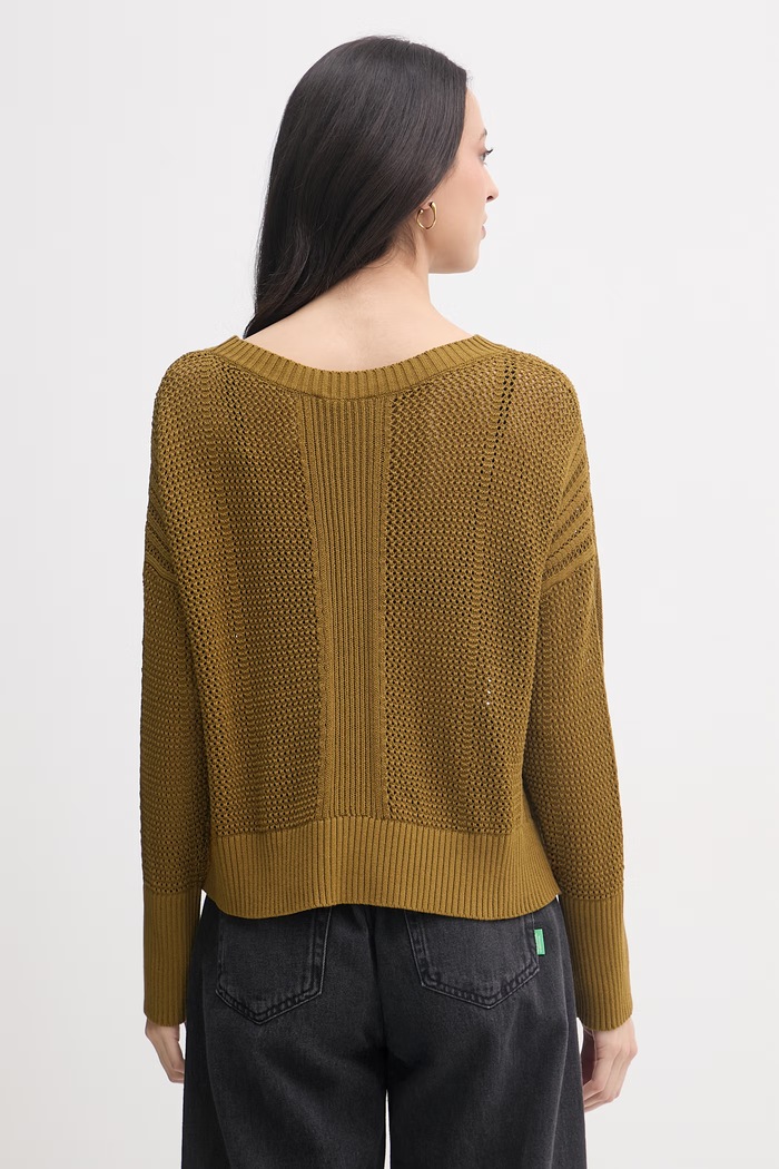 Odzież Sisley sweter damski z bawełny 174WL107R zielony