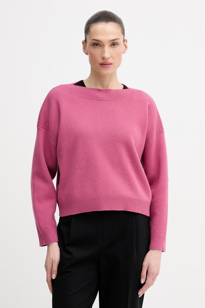 Πουλόβερ με προσθήκη μαλλιού United Colors of Benetton λεπτό ροζ 10ICD10GC