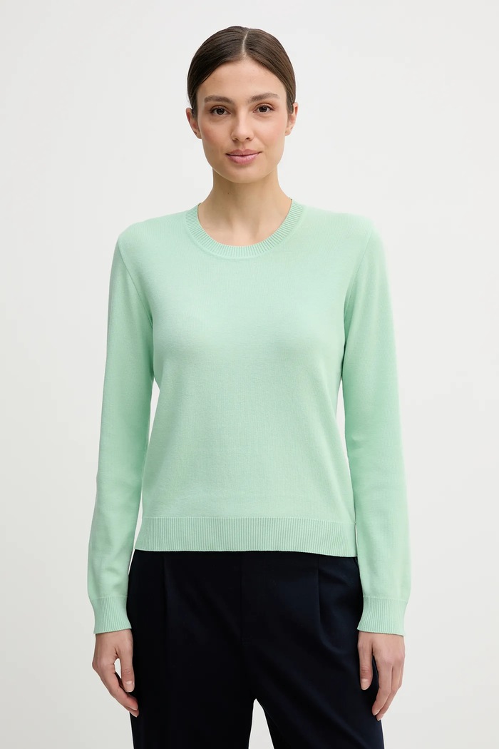 United Colors of Benetton pulover pentru femei din bumbac subtiri verde 1C19D10FV