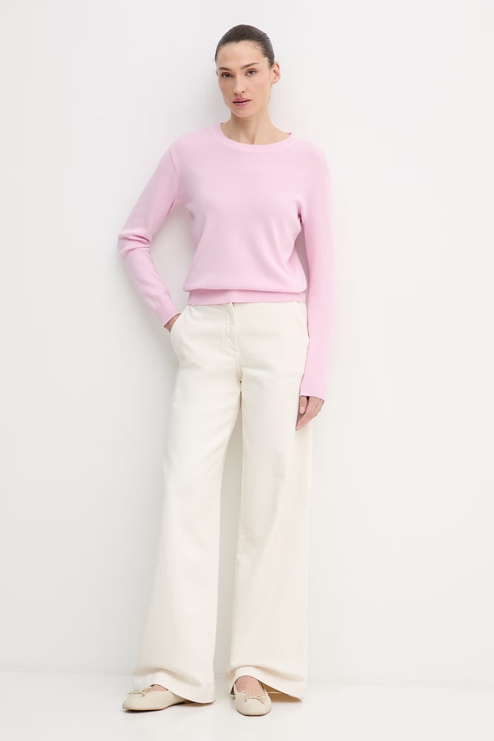 United Colors of Benetton pulover pentru femei din bumbac 1C19D10FV roz SS26