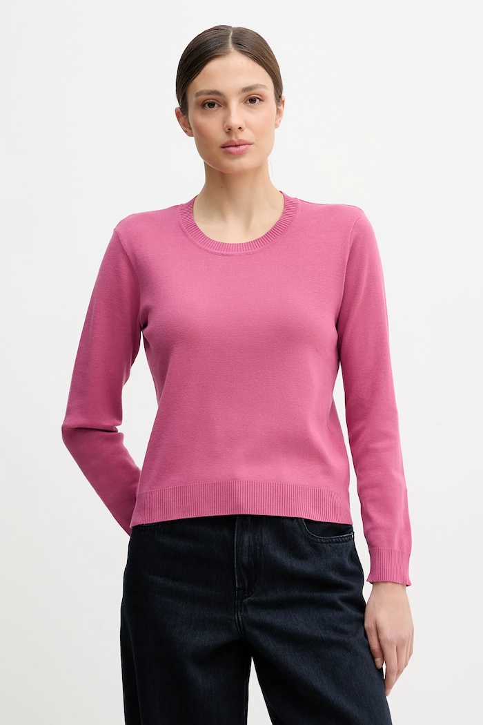 United Colors of Benetton pulover pentru femei din bumbac subtiri roz 1C19D10FV