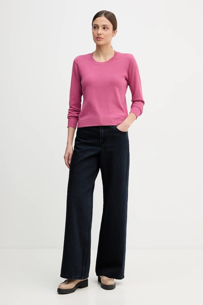 United Colors of Benetton pulover pentru femei din bumbac 1C19D10FV roz SS26