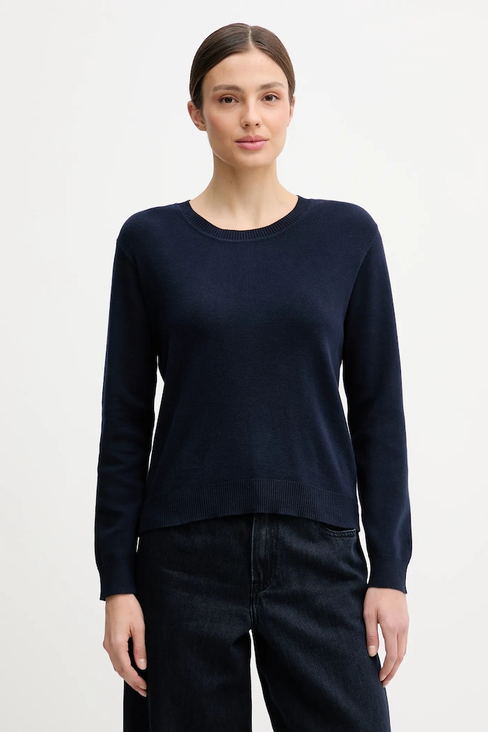 United Colors of Benetton pulover pentru femei din bumbac subtiri bleumarin 1C19D10FV