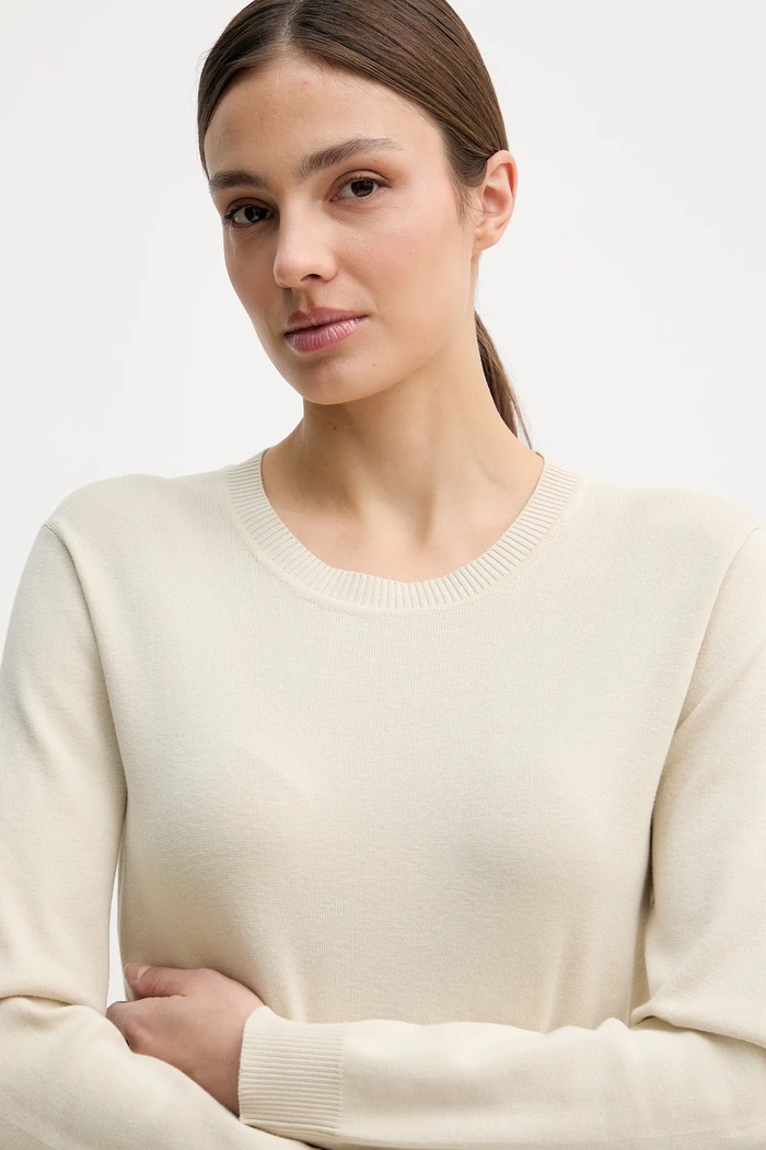 United Colors of Benetton pulover pentru femei din bumbac bej 1C19D10FV