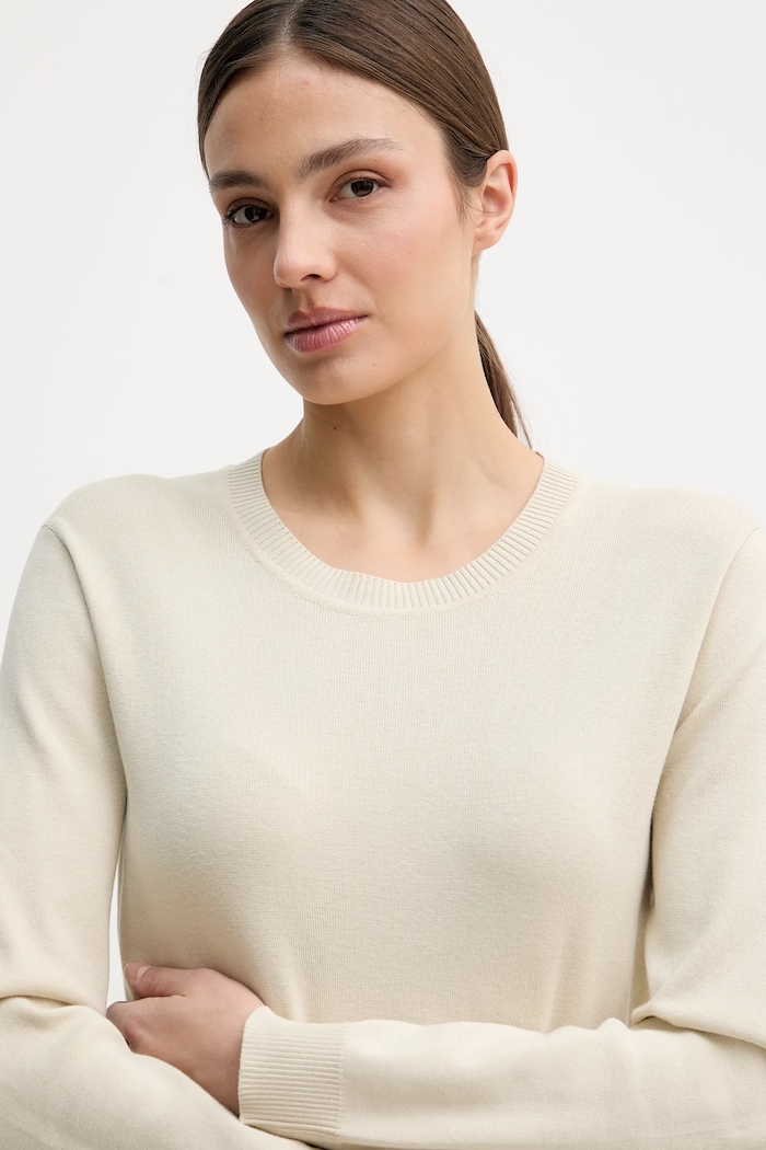 United Colors of Benetton pulover pentru femei din bumbac bej 1C19D10FV