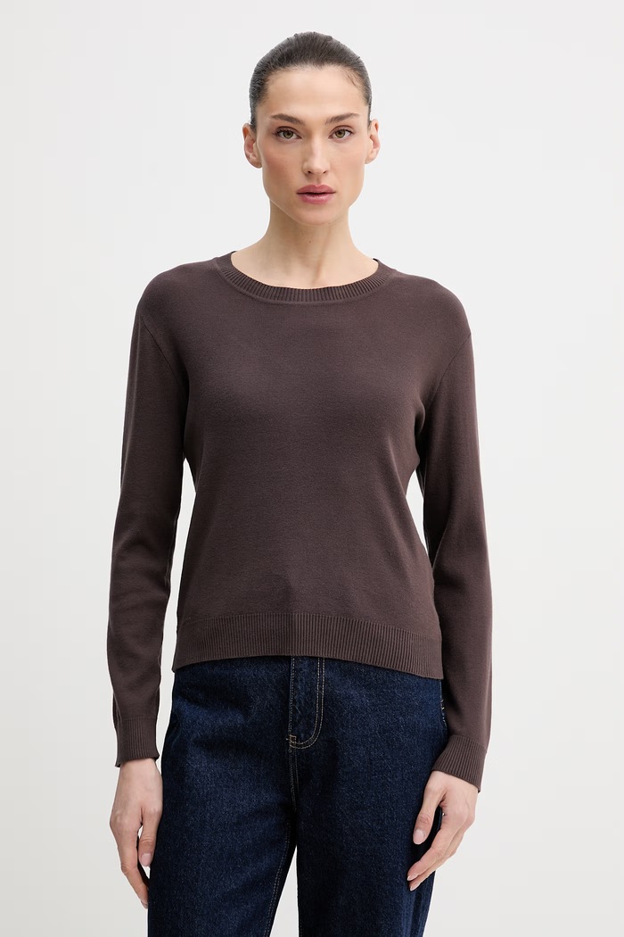 United Colors of Benetton pulover pentru femei din bumbac subtiri maro 1C19D10FV