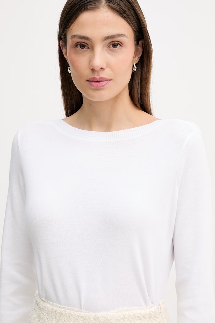 United Colors of Benetton pulover de femei din bumbac alb 1C19D10G1