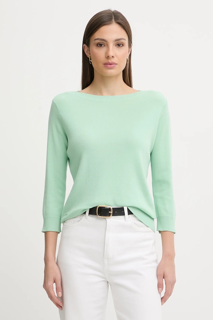 United Colors of Benetton sweter damski bawełniany bawełna zielony 1C19D10G1