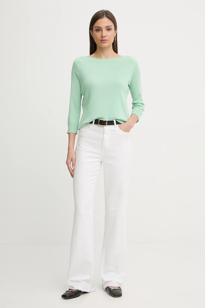 United Colors of Benetton sweter damski bawełniany 1C19D10G1 zielony SS26