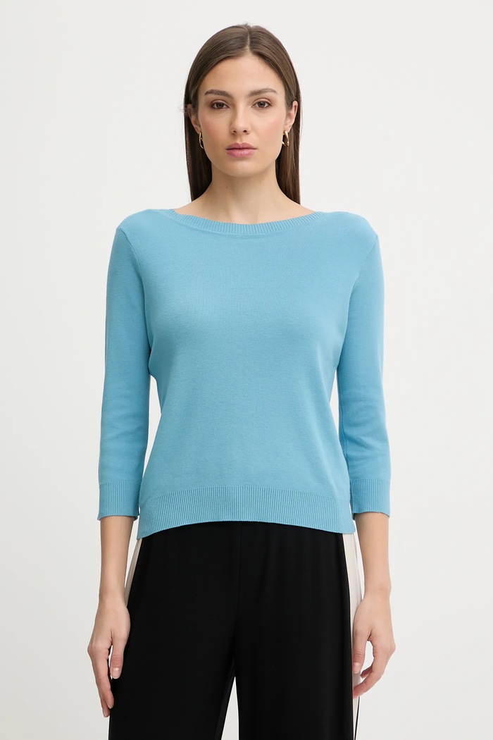 United Colors of Benetton pulover damski bumbac subtiri albastru 1C19D10G1